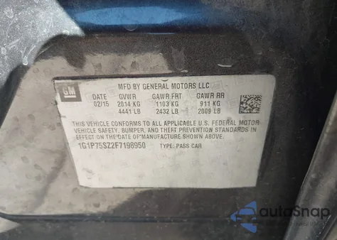 2015 Chevrolet Cruze Diesel из США, поврежденный, VIN 1G1P75SZ2F7198950